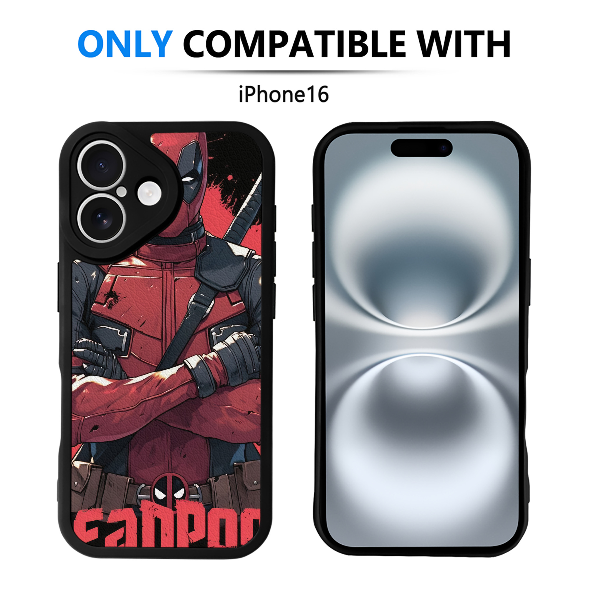 （画像用） Deadpool デッドプール 【iPhone 16シリーズ対応】シリコンスマホケース（レザー調） 材質：シリコン